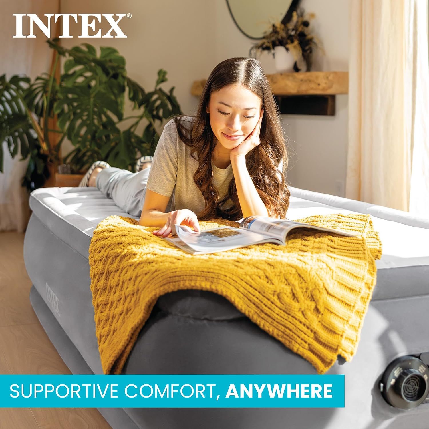 Intex Dura-Beam Deluxe 18" Twin Size Air Mattress with Built-in Pump - Image 3