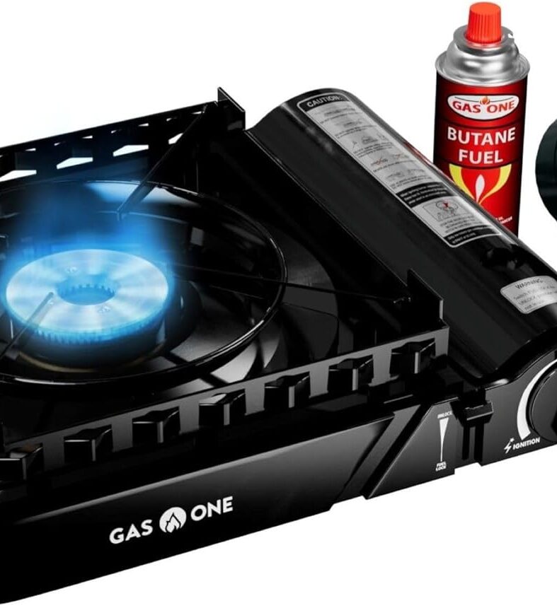 GasOne 15,000 BTU Propane or Butane Stove Dual Fuel Stove Portable Camping Stove - Patented - with Carrying Case Great for Emergency Preparedness Kit